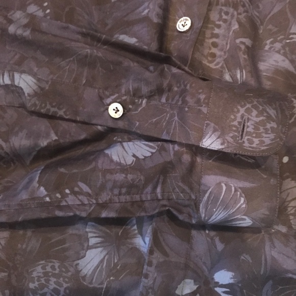 Valentino mens blue button down size 15.5 neck butterfly print - Picture 5 of 5